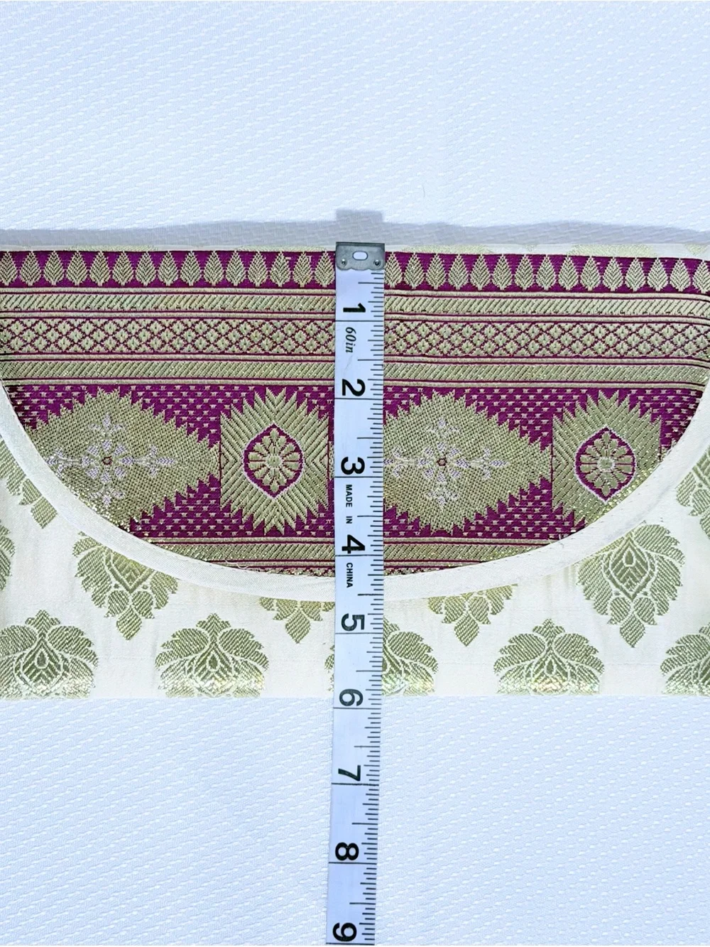 Elegant Cream,Purple & Gold Brocade Clutch Bag